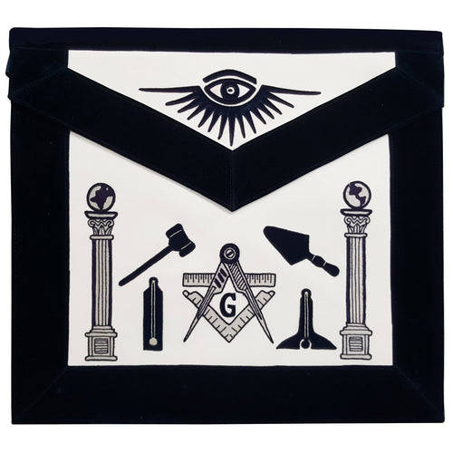 Blue Lodge Apron – Black Hand Embroidery – product view