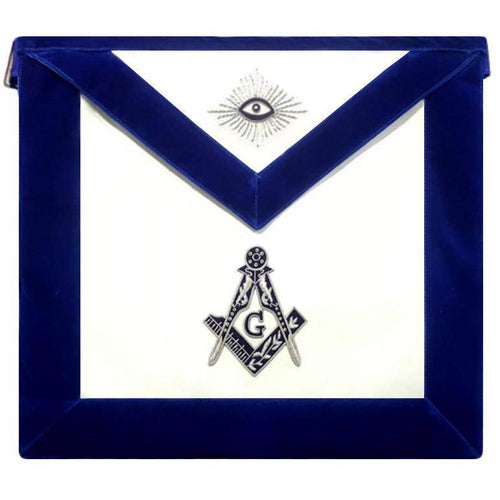 Master Mason Blue Lodge Apron – Royal Blue Silver Embroidery – product view