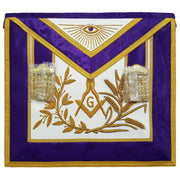 Master Mason Blue Lodge Apron – Purple Gold Hand Embroidery