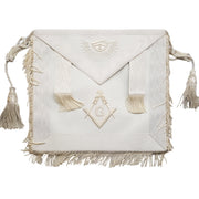 Master Mason Blue Lodge Apron – All White with Tassels & Cords