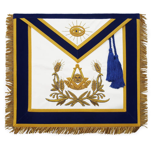 Past Master Blue Lodge Apron – Royal Blue Velvet With Cords & Fringe – product view
