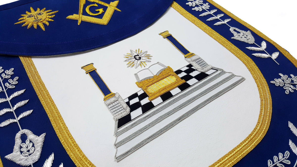 Masonic Exclusive Master Mason Apron – Altar, Sun, Moon & Pillars – detail 2