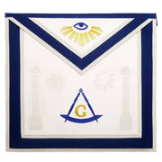 Master Mason Blue Lodge Apron – Sun, Moon & Pillars Hand Embroidery