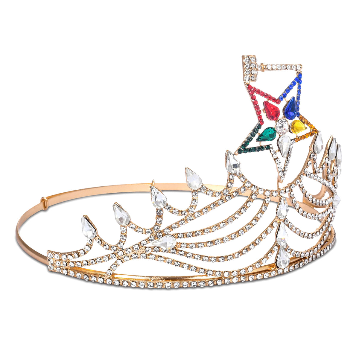 Worthy Matron OES Crown – Colorful Star – detail view