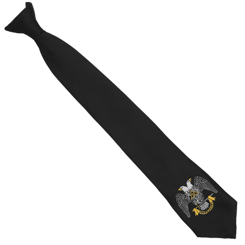 32nd Degree Scottish Rite Necktie – Black Wings Down – product view