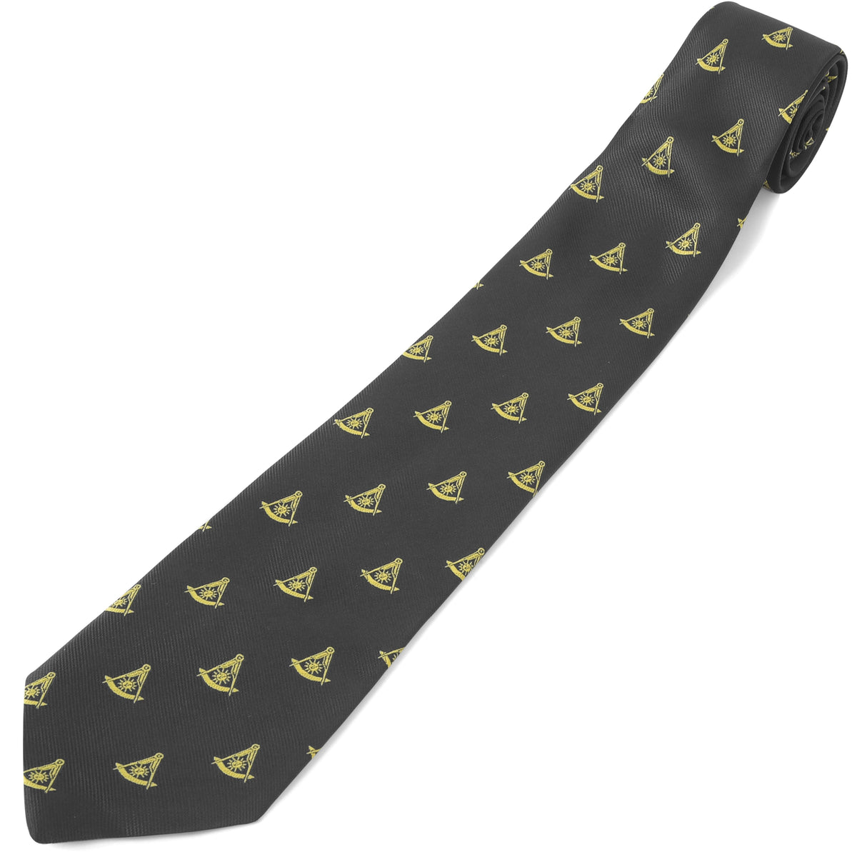 Past Master Blue Lodge Necktie – Machine Embroidery Gold Emblem – detail view