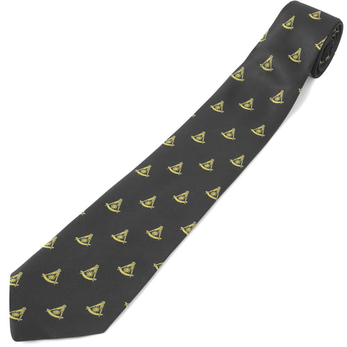 Past Master Blue Lodge Necktie – Machine Embroidery Gold Emblem – detail view