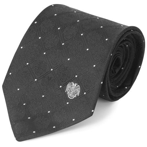 32nd Degree Scottish Rite Necktie – Black With Wings Down Emblem – product view