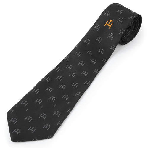 Royal Arch Chapter Necktie – Black With Machine Embroidery Emblem – detail view