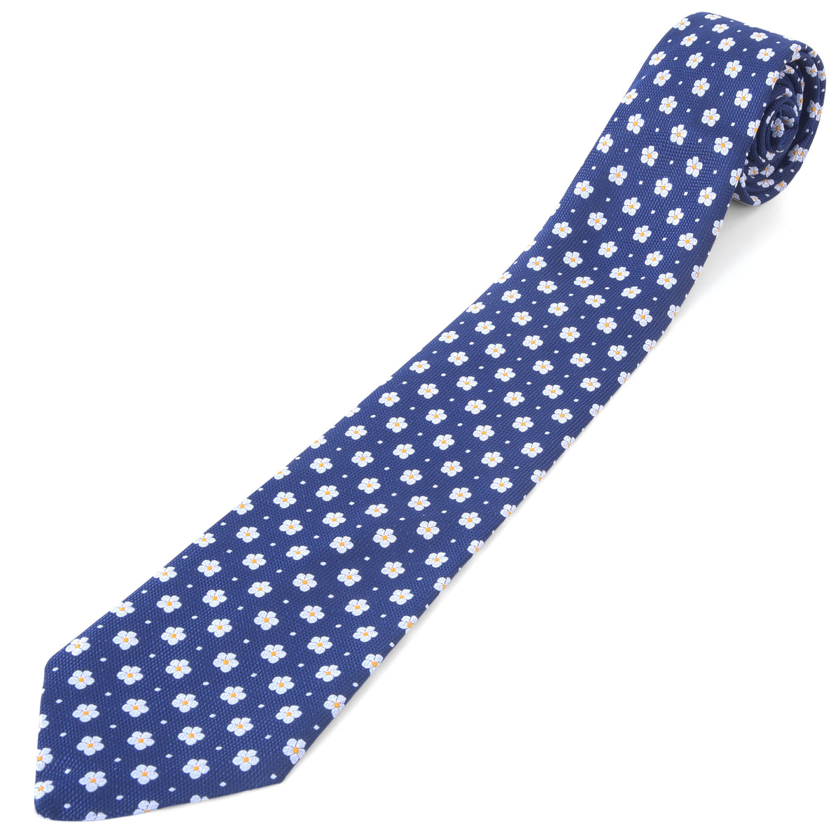 Masonic Necktie – Blue With Forget Me Not Pattern – detail view