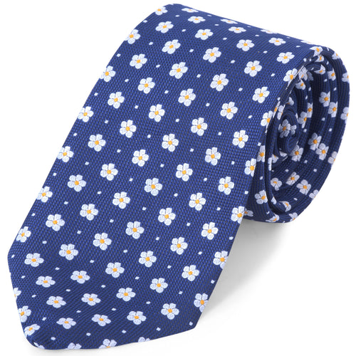 Masonic Necktie – Blue With Forget Me Not Pattern – product view