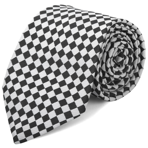 Masonic Necktie – Black & White Checkered Floor Pattern – product view
