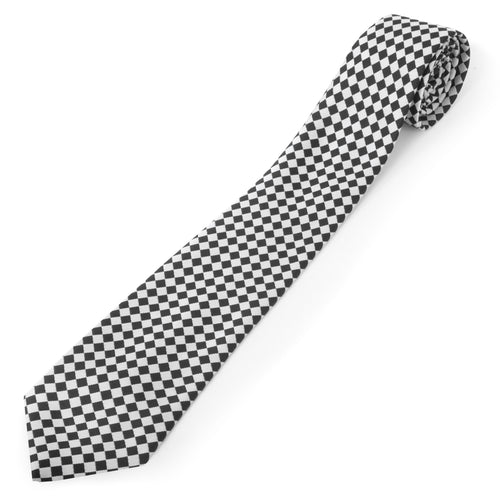 Masonic Necktie – Black & White Checkered Floor Pattern – detail view