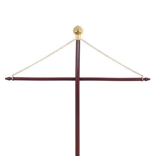 Universal Banner Hanger – Teak Wood With Gold Chains – detail view
