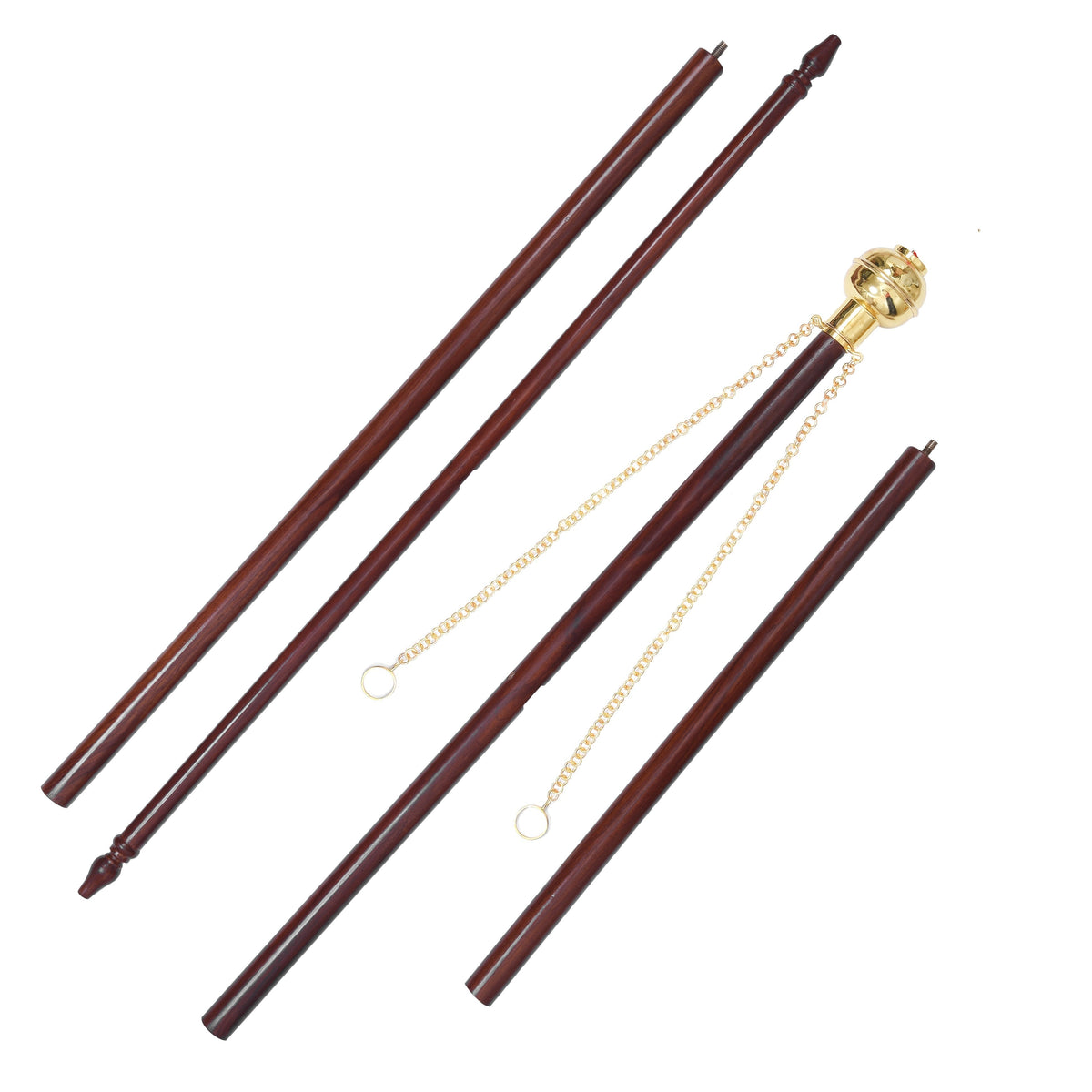 Universal Banner Hanger – Teak Wood With Gold Chains – detail view