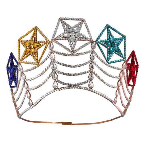 OES Crown – Rhodium Plating With Colorful Stars – detail view