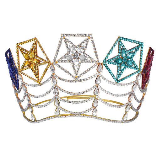 OES Crown – Rhodium Plating With Colorful Stars – product view
