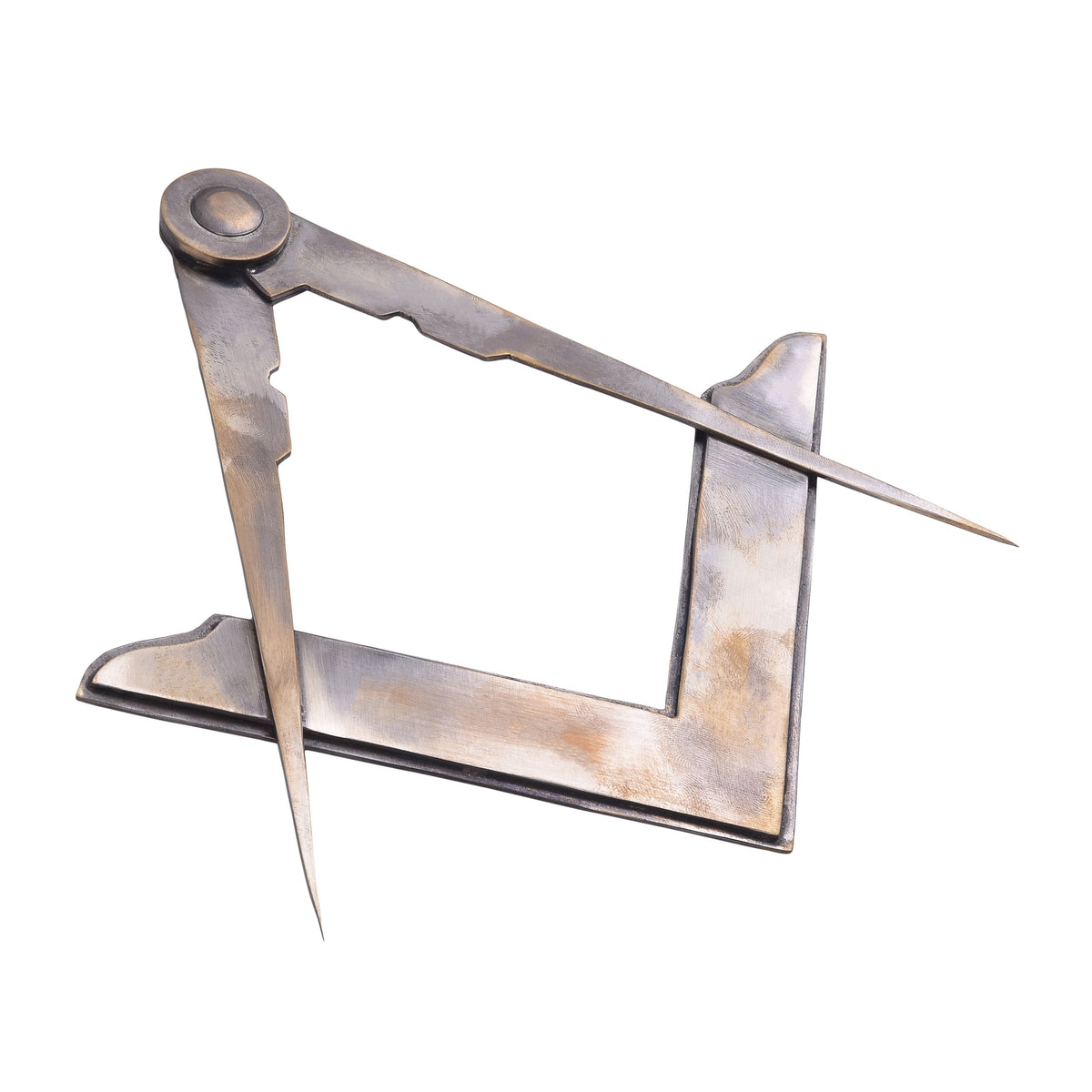 Master Mason Blue Lodge Working Tools Set – Square & Compass Pure Brass Antique Color – detail view