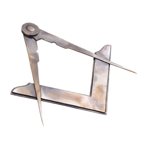 Master Mason Blue Lodge Working Tools Set – Square & Compass Pure Brass Antique Color – detail view