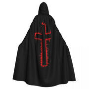 English Knights Templar Mantle – Black Polyester With Res Cross