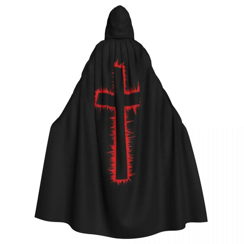 English Knights Templar Mantle – Black Polyester With Res Cross – product view