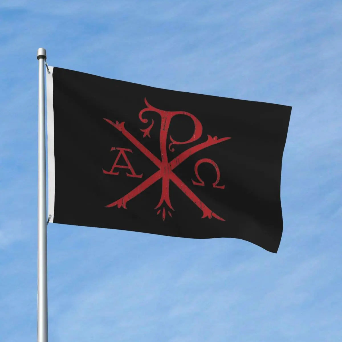 Red Cross Of Constantine Flag – Black & Red Printed Polyester – detail view
