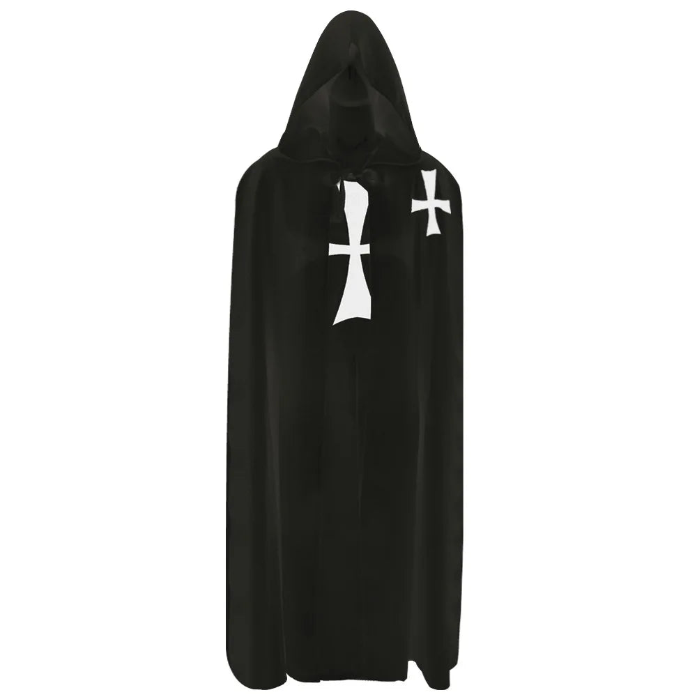 Knights Templar Cloak – White & Black Polyester – detail view