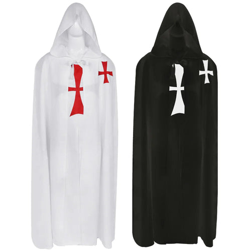 Knights Templar Cloak – White & Black Polyester – product view
