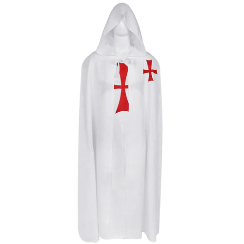 Knights Templar Cloak – White & Black Polyester – detail view