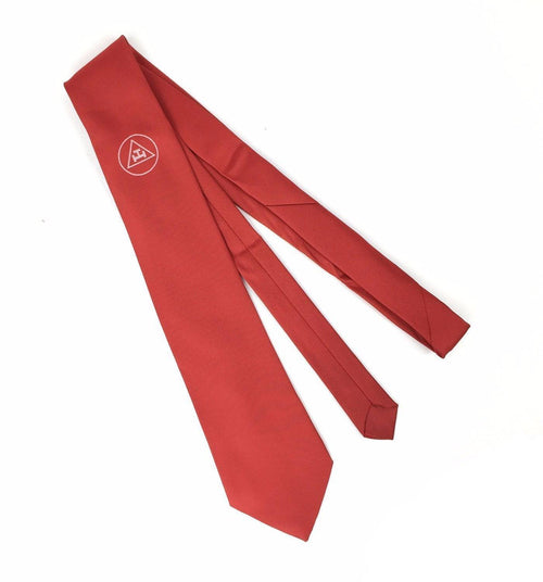 Royal Arch Chapter Necktie – Red Machine Embroidery – detail view