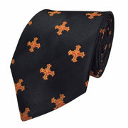 Red Cross of Constantine Necktie – Black Machine Embroidered