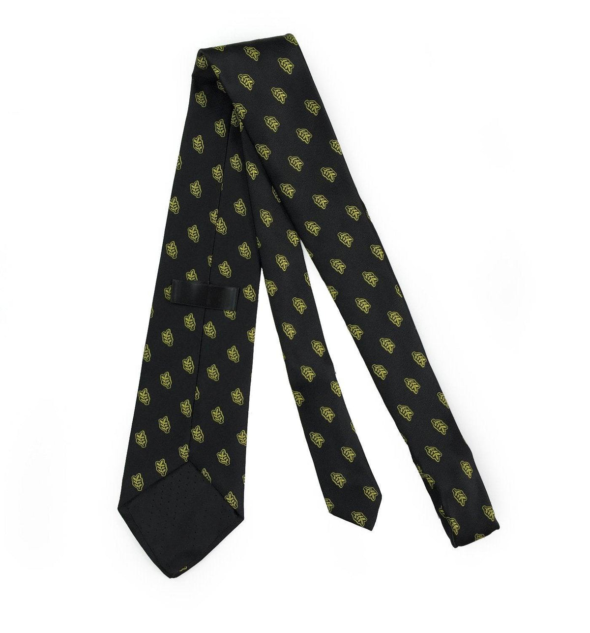 Masonic Necktie – Acacia Leaf Machine Embroidery – detail view