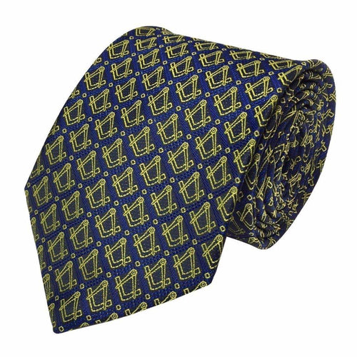 Master Mason Blue Lodge Necktie – Gold Square & Compass – product view
