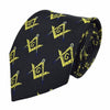 Master Mason Blue Lodge Necktie – Black & Gold Silk Machine Embroidery