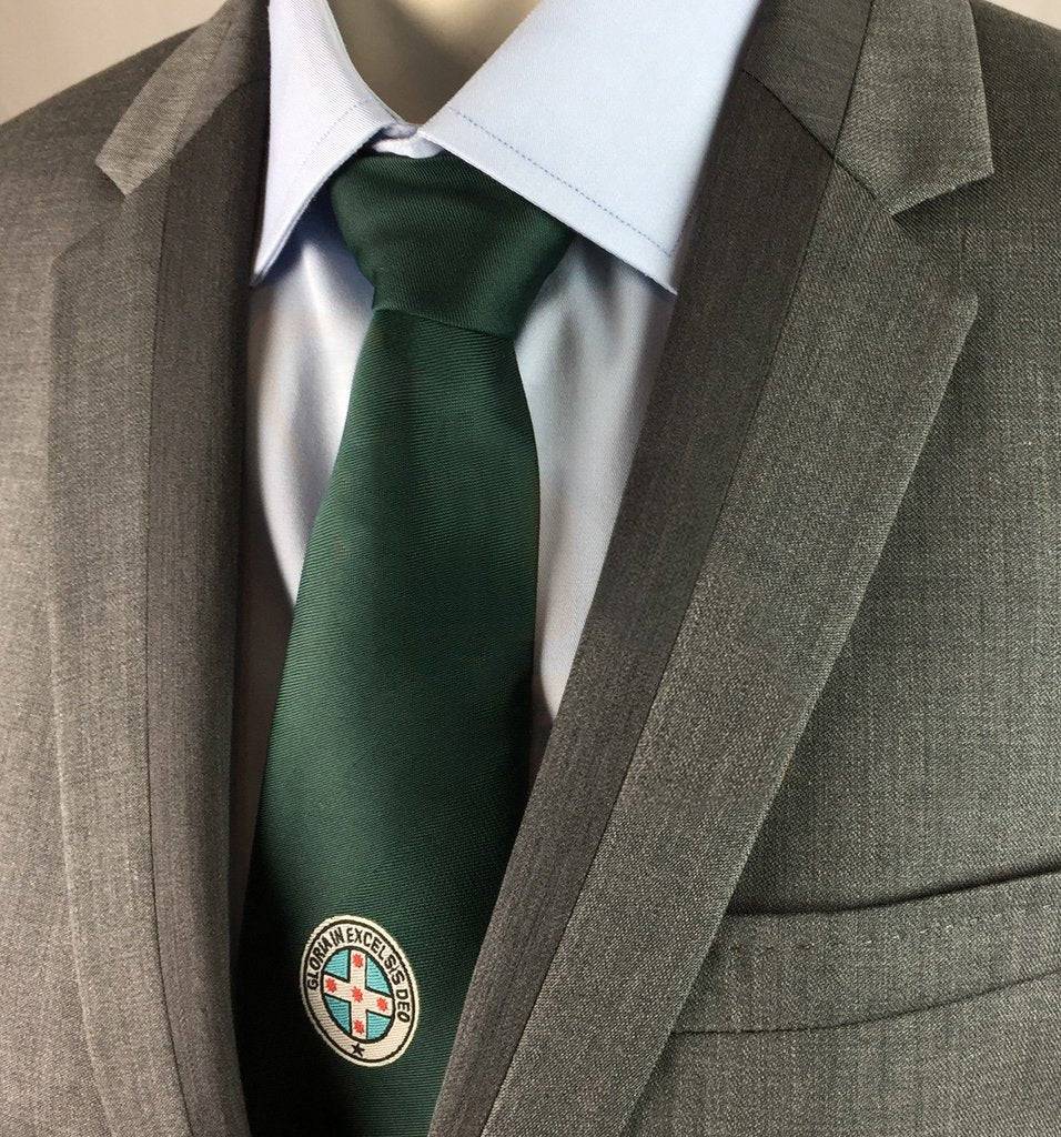 The Royal Order of Scotland Necktie – Green Machine Embroidered Logo – detail view