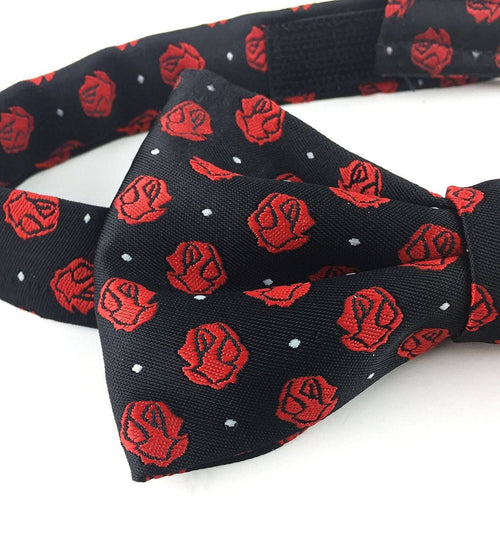 Scottish Rite Bow Tie – Black with Rose Croix Polkadot – detail view