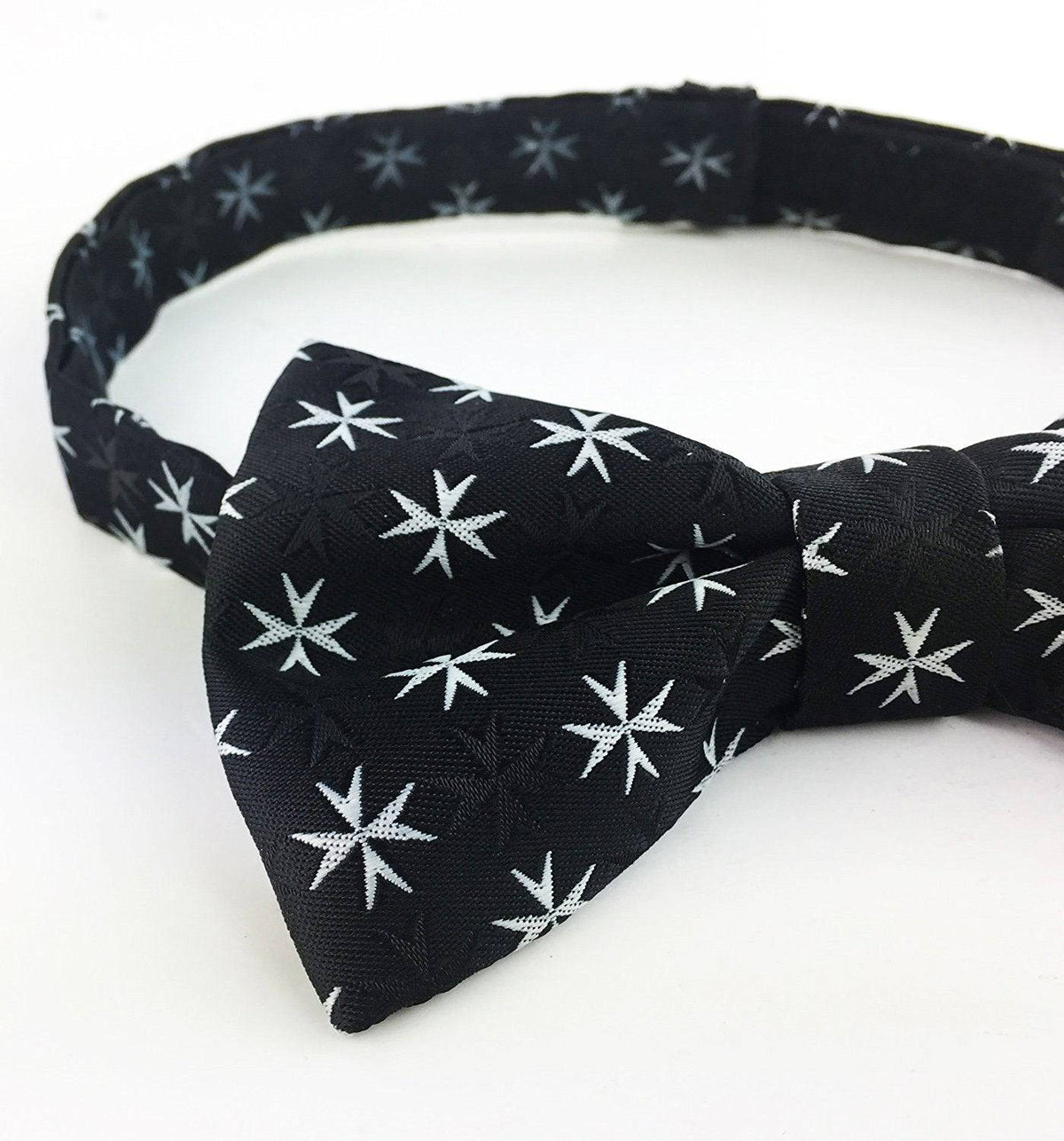 Order of Malta Bow Tie – Black Silk – detail view