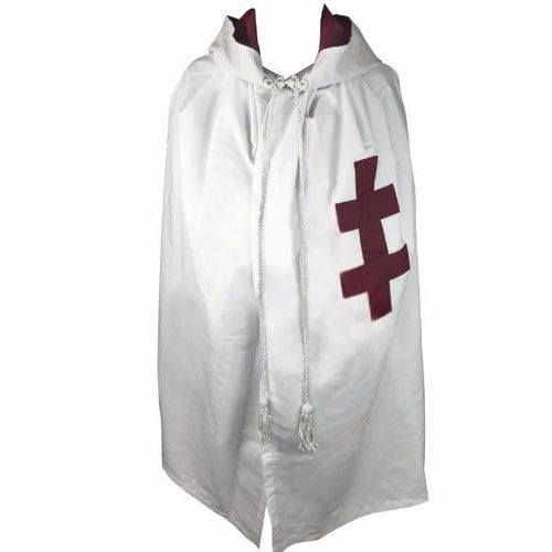 English Knights Templar Mantle – Cotton & Wool Fabric with Maroon Cross – product view