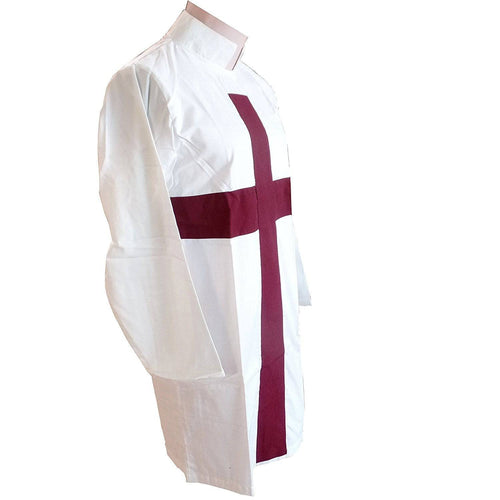 English Knights Templar Tunic – Maroon Cross & White – detail view