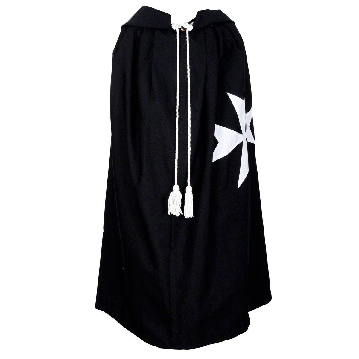 Order of Malta Mantle – Black with White Maltese Cross – detail view