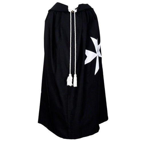 Order of Malta Mantle – Black with White Maltese Cross – detail view