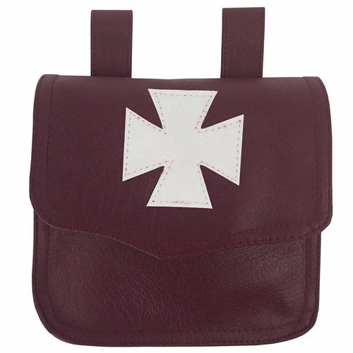 English Knights Templar Alms Bag – Brown Leather – product view