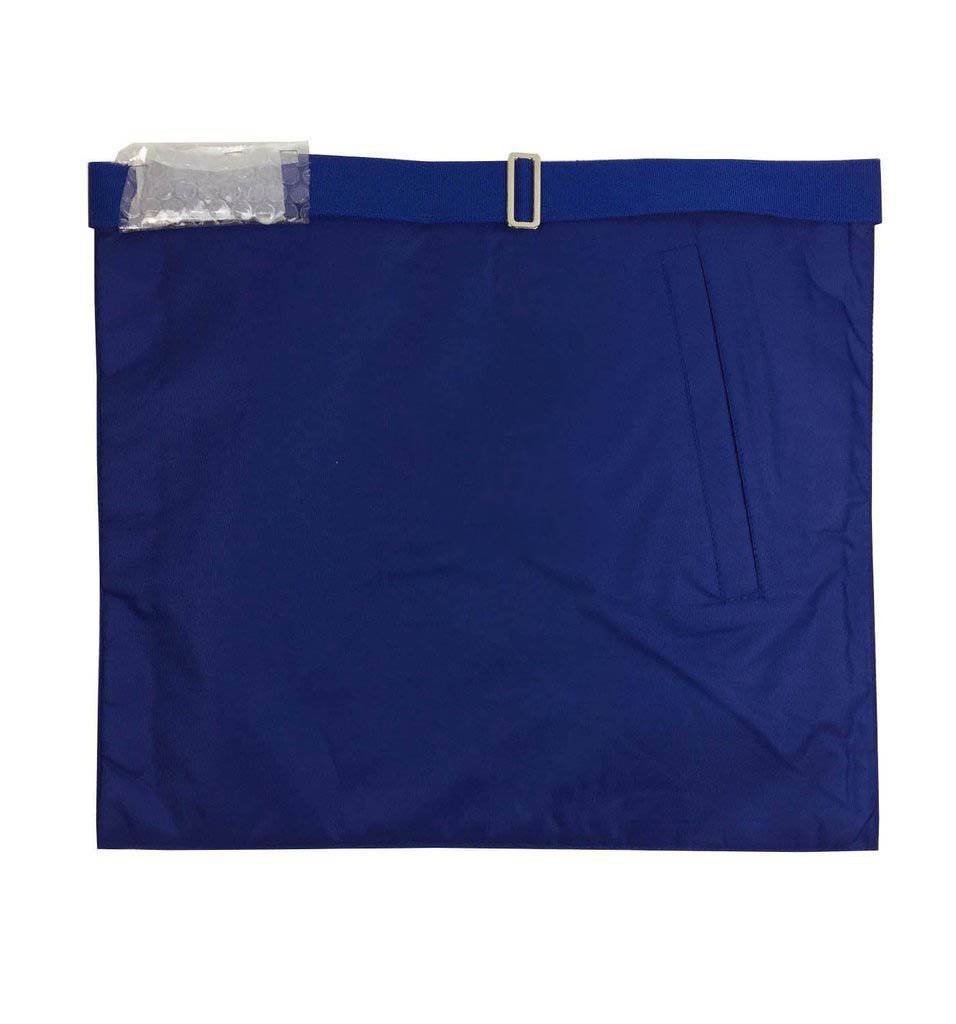 Blue Lodge Apron – Basic White & Royal Blue – detail view