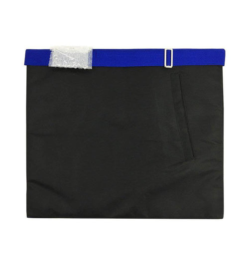 Master Mason Blue Lodge Apron – White & Blue Machine Embroidery – detail view