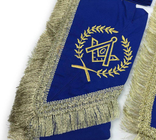 Master Mason Blue Lodge Regalia Set – White & Blue with Fringe – detail view