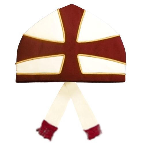 Priest Knight Templar Priests Mitre – White & Red – product view