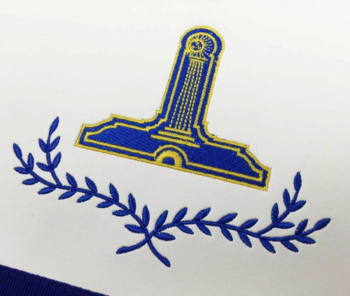 Senior Warden Blue Lodge Apron – Royal Blue – detail view