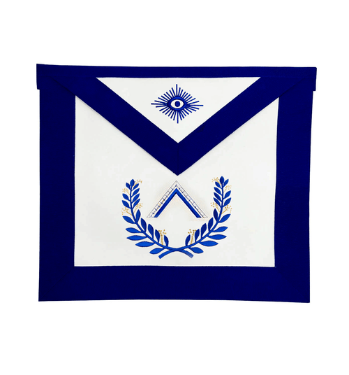 Worshipful Master Blue Lodge Officer Apron – Royal Blue Wreath Embroidery – product view
