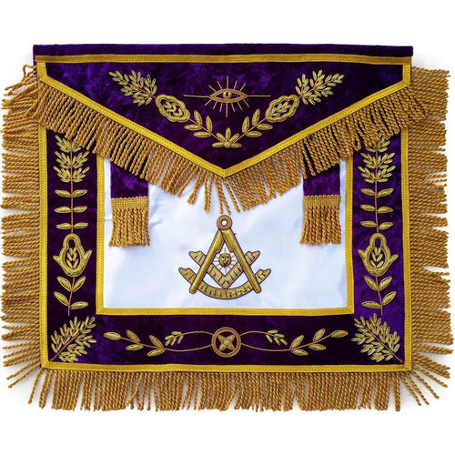 Past Master Blue Lodge Apron – Purple Velvet – product view