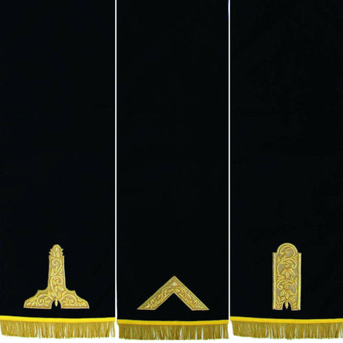 Officers Blue Lodge Pedestal Cover – Hand Embroidered Set Of Three – product view